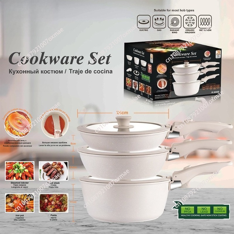 Induction Cooker - Set di 3 Pezzi: Padella Antiaderente