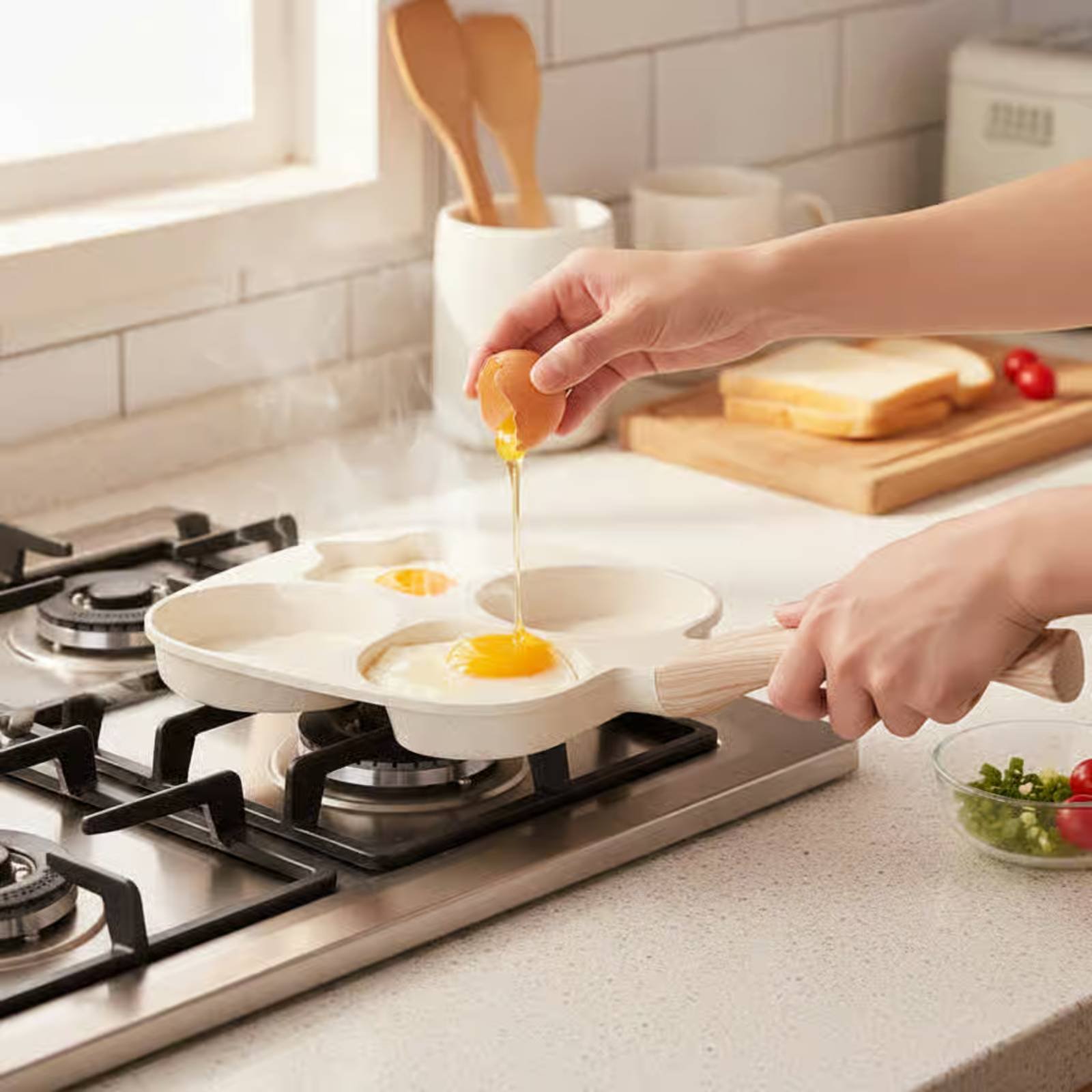 Induction Cooker - Padella Antiaderente per Colazione a 4