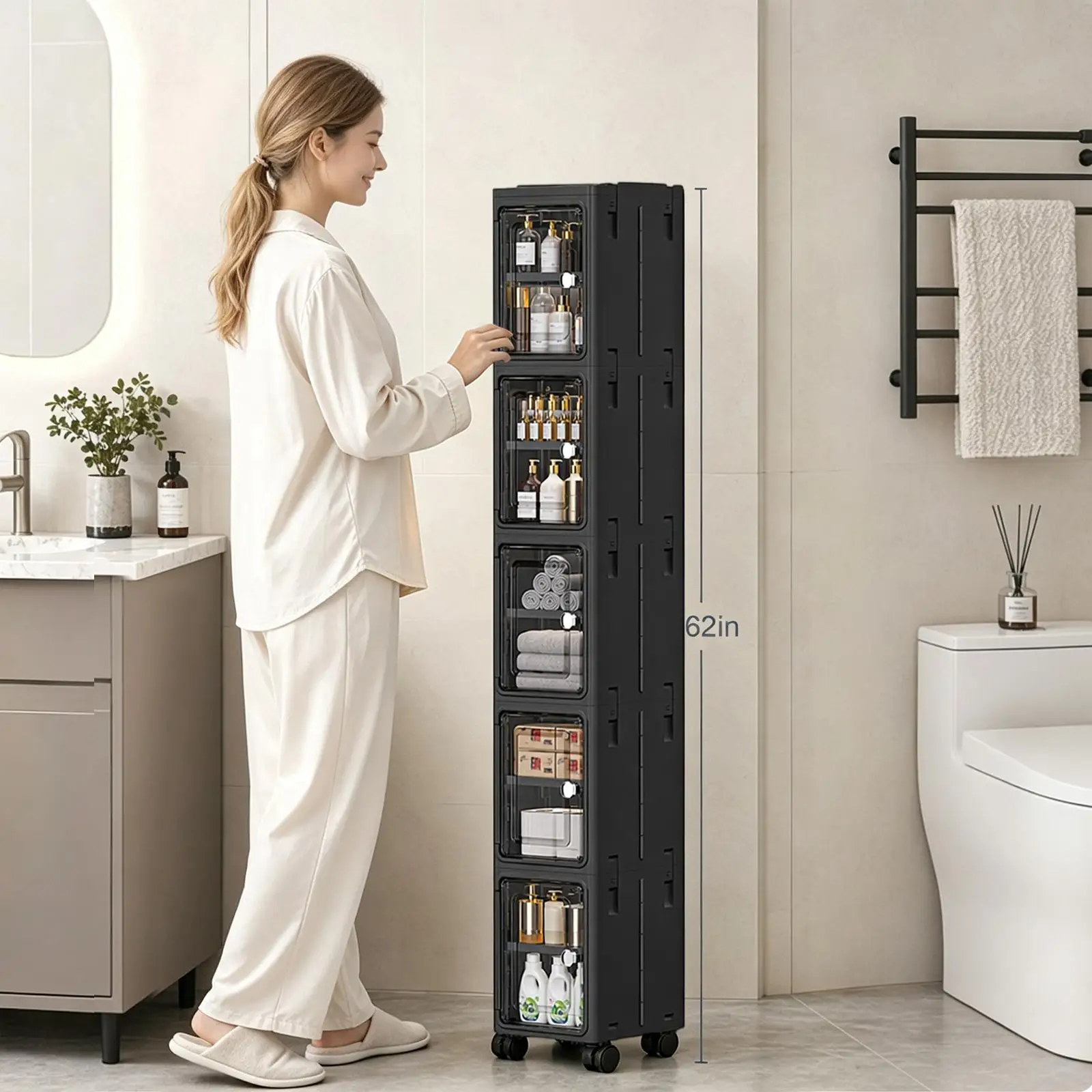 Kitchen Appliances Cabinet - Mobiletto Salvaspazio a 5 Ripiani Nero,