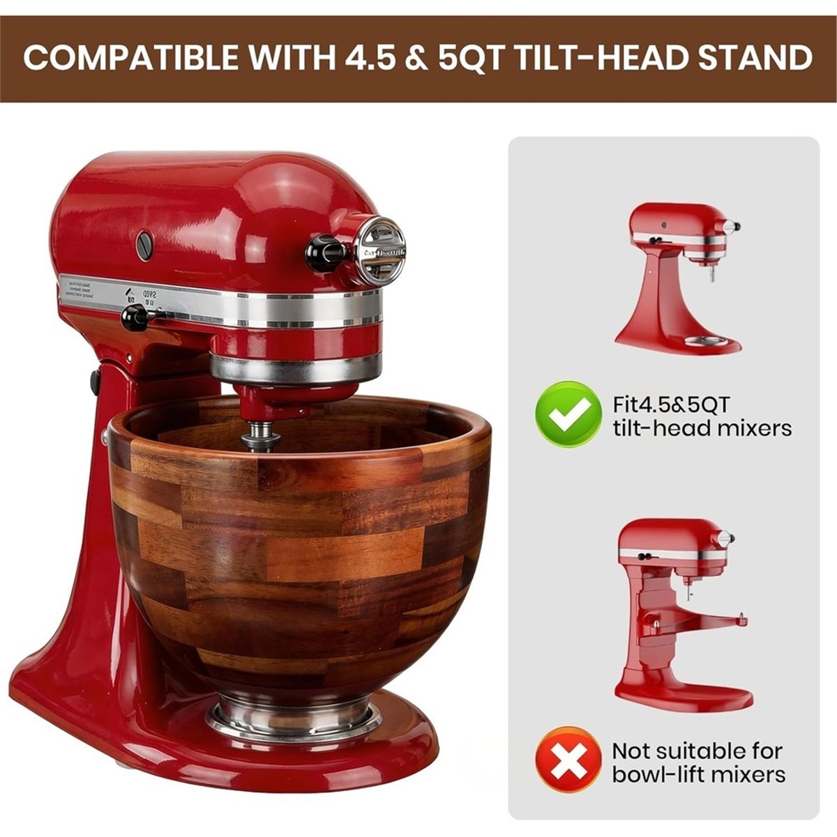 Stand Mixer - Aggiornamento. Ciotola in Legno per KitchenAid,